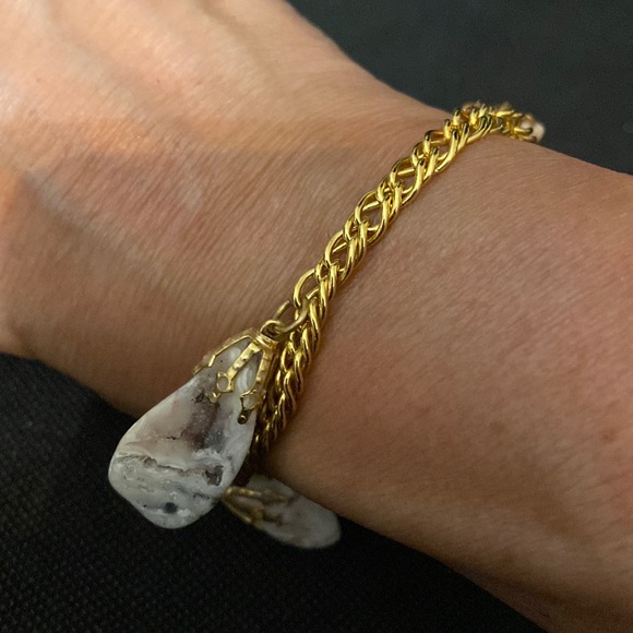 Vintage 4 piece brooch, bracelet, keychain & necklace with mixed stones - Picture 5 of 10